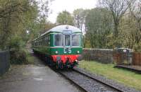 The special guest at the ELR <I>Scenic Railcar Gala</I> was the unique Wickham lightweight DMU. This has recently been restored to as built condition and was making its first ever trip away from its usual base at the Llangollen Railway. Seen here arriving at Summerseat from Bury on its way to Rawtenstall on 4th November 2017. <br><br>[Mark Bartlett 04/11/2017]