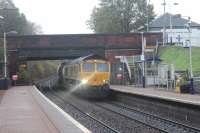 GBRf 66740 <I>Sarah</I> at Maryhill heading for the West Highland line with the North Blyth to Fort William alumina train on 31st October 2017. <br>
<br><br>[Alastair McLellan 31/10/2017]