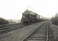 Royal Scot 46117 <I>Welsh Guardsman</I> photographed near Crossmyloof on 20 September 1956 at the head of a Glasgow - Leeds train. [Ref query 15 November 2017]<br><br>[G H Robin collection by courtesy of the Mitchell Library, Glasgow 20/09/1956]