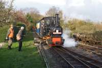 On 17 November 2017 the Branch Line Society visited the West Lancashire Light Railway for what was billed as 'The West Lancashire Wanderer'. This was a tour over 'all available lines' using adapted Eastriggs wagons as the mode of transport. At the end of the visit however the visitors were treated to a trip on the normal passenger rolling stock which is seen here returning to Becconsall.<br><br>[John McIntyre 17/11/2017]