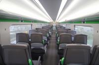 Interior of a standard class coach of a new GWR Class 800 train, travelling between Port Talbot and Neath on 16th November 2017. <br>
<br>
<br><br>[Alastair McLellan 16/11/2017]