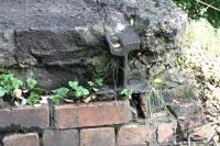 A length of tram rail incorporated as a lintel into the south portal of the tramway tunnel through the north bing at Arniston. [See image 61746]<br><br>[John Furnevel 06/10/2017]