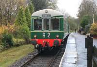 There's a lot of variety on the East Lancs Railway these days but this is the first visit by a Wickham DMU and the first time Mildenhall has appeared on a destination blind on the line. The only UK example of a class of five 2-car sets (two were exported to Trinidad after withdrawal) owes its survival to being selected for departmental use as the Eastern Region General Manager's saloon. Seen here at Summerseat during the Scenic Railcar Gala weekend on 4th November 2017. The standard of restoration is a credit to all concerned. <br><br>[Mark Bartlett 04/11/2017]