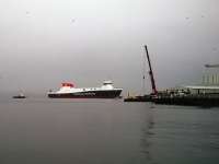 Glen Sannox, Calmac’s new ferry for the Ardrossan to Brodick route was launched from Ferguson’s Shipyard at Port Glasgow on a dreich 21st November 2017.<br><br>[Malcolm Chattwood 21/11/2017]