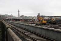 A new Platform 1/2, taking shape at Blackpool North on 21st November 2017. This looks like it will be capable of taking Pendolinos. Much still to do during the nineteen week closure but clearance work has been rapid in the ten days since closure. <br><br>[Mark Bartlett 21/11/2017]