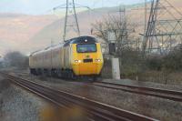 Network Rail HST track test train passing Margam Middle Jct with an Old Oak Common to Swansea test run returning to Derby on 10th November 2017.<br>
<br>
<br><br>[Alastair McLellan 10/11/2017]