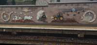 The Laurencekirk Heritage Mosaic on the southbound platform, seen from the northbound platform.<br><br>[John Yellowlees 18/08/2017]