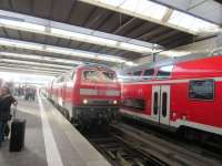 Diesel hydraulics on arrival at Munich with train from Zurich. The line is now being electrified.<br>
<br><br>[John Yellowlees 18/09/2017]