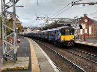 A 6-car Airdrie to Balloch service calls at Sunnyside on 14 November.<br><br>[David Panton 14/11/2017]