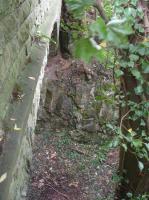 Looking over the north side parapet of bridge HMY/8 on Station Road, some 100m south of Nunnington Station, shows the deep cutting to have been excavated through rock, and the west end of the bridge sitting on a rock shelf. <br><br>[David Pesterfield 24/09/2017]