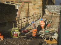 View over the fence in December 2017 showing the work in progress on North Hanover Street, where it appears that there will be an entrance to the new staff buildings which are under construction.<br><br>[Colin McDonald 01/12/2017]