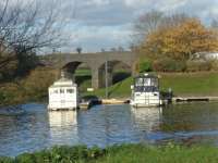 One of the old railway bridges over the Avon at Tewkesbury survives, the other (out<br>
of shot to the right) has been replaced by a lattice structure carrying pipes. Passenger services finished in 1961 with complete closure three years later.<br>
<br><br>[John Thorn 23/11/2017]