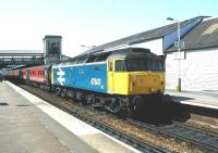 47847 calls at Exeter St Davids platform 5 on 31 May 2002 with the 0941 Plymouth - Edinburgh. The locomotive is carrying dual nameplates - on this side <I>'Brian Morrison'</I> with <I>'Railway World Magazine'</I> on the other. In 2017 this loco is still main line registered, with the Rail Operations Group. <br><br>[Ian Dinmore 31/05/2002]