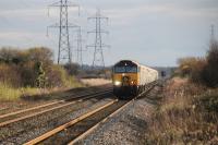 57305 leads the <I>Belmond Northern Belle</I> on a Newport to Fishguard Harbour Christmas lunch trip. The train is heading west past Margam Knuckle Yard on 4th December 2017. <br>
<br><br>[Alastair McLellan 04/12/2017]