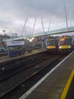 The 1607 departure for Edinburgh in Platform 8 at Stirling on 4th December 2017.<br>
<br><br>[John Yellowlees 04/12/2017]