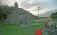 View looking north west of the remaining station building at Inveramsay in 1999. This building was on the main line Aberdeen bound platform (left) and Macduff branch bound platform (right).<br><br>[Ewan Crawford //1999]