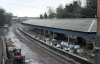 Refurbishment work underway on the island platform at Poulton-le-Fylde on a very dull 9th December 2017. The station will remain closed until March 2018 but the tracks must be kept clear for the numerous engineering trains passing through during the electrification closure. [See image 44330] taken a few years earlier from the same spot.  <br><br>[Mark Bartlett 09/12/2017]