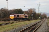 DBS 66200, seen at the east end of Margam Knuckle Yard on 4th December 2017.<br>
<br>
<br><br>[Alastair McLellan 04/12/2017]