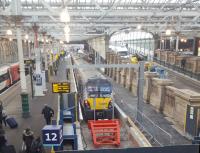Platform 12 at Waverley with the 1237 to Milngavie in occupation.<br><br>[John Yellowlees 15/12/2017]