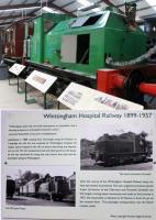 2017 was the 60th anniversary of the closure of the Whittingham Hospital Railway in 1957. To mark the occasion the Ribble Steam Railway Museum had a small exhibition about the line in front of the resident Sentinel 0-4-0VBT <I>St Monans</I>, which is the same type as the CMHW Sentinel <I>Gradwell</I>. Next to the Sentinel is an elderly coach that closely resembles one of those used on the line [See image 35620].   <br><br>[Mark Bartlett 10/12/2017]