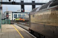 57312 waits with a <I>Belmond Northern Belle</I> Christmas lunch charter, while a Colas Class 70 makes a rather cloudy departure from Cardiff with an Aberthaw to Avonmouth train. 5th December 2017.<br>
<br>
<br><br>[Alastair McLellan 05/12/2017]