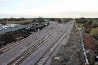 All quiet at Kirkham North Junction on Christmas Day 2017. The L&YR signal box did not survive to Christmas as the small pile of bricks in the foreground shows. The layout here has been greatly simplified. [See image 18850] for an earlier view. <br><br>[Mark Bartlett 25/12/2017]