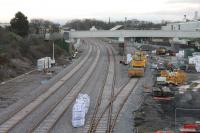 Looking east towards Kirkham station from the overbridge at North Junction on Christmas Day 2017. The new crossover, allowing trains from Blackpool South to access the Up Line, can be seen. [See image 63648] for the same location in 2001. <br><br>[Mark Bartlett 25/12/2017]