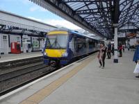 Turbo star 170456, on the 12.23 service to Glasgow Queen Street HL, seen at Stirling on 13th July 2016.<br><br>[Gordon Steel 13/07/2016]