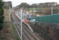 Another vantage point that is going to be trickier after the Blackpool electrification is completed. This view at Salwick on 25th December 2017 looks west towards Kirkham. [See image 18988] from pre-electrification days. <br><br>[Mark Bartlett 25/12/2017]