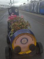 A barrel train on the platform at Inverness station with two much larger friends on either side.<br><br>[John Yellowlees 18/08/2017]