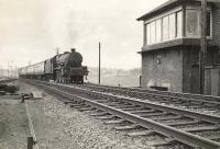 Carlisle Kingmoor based Jubilee 4-6-0 no 45640 <I>Frobisher</I> passing Kay Park Junction on 6 May 1954 with a St Enoch - Dumfries train.<br><br>[G H Robin collection by courtesy of the Mitchell Library, Glasgow 06/05/1954]