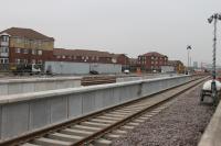 The new island platform 1/2 at Blackpool North, stretching out towards the relocated (and remodelled) station throat on 9th January 2018. Significant progress has been made here in the past month [See image 61831]. <br><br>[Mark Bartlett 09/01/2018]