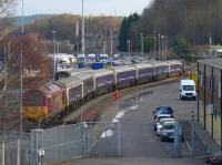 Busy scene viewed from Longman Road.  67007 sits with the Caledonian Sleeper stock while 08523 fusses about on the other end. 37603 and 37218 are parked awaiting winter duties while a DRS 66 shunts Tesco/Stobart containers in the background. 6th January 2018.<br>
<br>
<br><br>[Bill Roberton 06/01/2018]