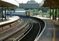 A Bournemouth - Waterloo service arriving at Brockenhust on 26 July 2002.<br><br>[Ian Dinmore 26/07/2002]