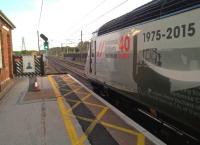 In case you weren't aware that the National Railway Museum has been open for 40 years, study the side of this HST power car. View south at Grantham in October 2017.<br><br>[Ken Strachan 25/10/2017]