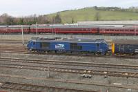 DRS 68029 stabled in the Down Loops at Carnforth having just arrived from Carlisle via Whitehaven and Barrow on a driver training run. The loco was top and tailing three coaches with class mate 68003 <I>Astute</I> and the train returned to Carlisle by the same route after a crew rest break. <br><br>[Mark Bartlett 12/01/2018]