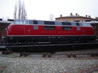 DB <I>Warship</I> Diesel Hydraulic V200 018 on the turntable at Berlin Technic Museum in 2006. <br><br>[Gordon Steel 09/12/2006]