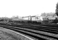 An immaculate looking BR InterCity 125 leaves York with an afternoon service for Kings Cross on 20 July 1980.<br><br>[John Furnevel 20/07/1980]