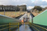 Platform resurfacing at Salwick on 18th January 2018, ahead of the station reopening to Blackpool South line trains eleven days later. Catenary wire in place on the Up (Preston) line but not yet on the Down. [See image 38981] from 2012.  <br><br>[Mark Bartlett 18/01/2018]