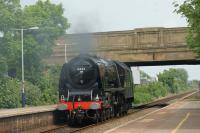 Ex LMS Stanier pacific, no.6233 'Duchess of Sutherland' runs tender first through Layton in June 2010 heading to Farington to turn. The loco had earlier hauled a railtour to Blackpool [See image 29245] and later the same day hauled the return journey as far as Derby.<br><br>[John McIntyre 05/06/2010]