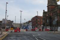 This is Talbot Square in Blackpool, with the North Pier just behind the camera, on 24th January 2018. Talbot Road runs from here to Blackpool North station, a distance of just under 700 yards. Talbot Road is presently closed while new tram tracks are laid to North Station, partially reinstating a long lost Blackpool tram route. Further progress photos to follow as the project takes shape.      <br><br>[Mark Bartlett 24/01/2018]