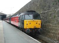 The 0935 Virgin CrossCountry service to Manchester Piccadilly stands at Penzance platform 1 in the summer of 2002. The locomotive in charge is 47812 <I>Pride of Eastleigh</I>. <br><br>[Ian Dinmore 01/06/2002]