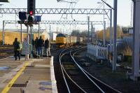 37402 propels the mid afternoon service to Barrow in Furness away from Carlisle on a sunny 26 January 2018. Pairs of Class 68s (in top and tail mode) were expected to be taking over some if not all the Class 37 diagrams from 29 January 2018 but that did not happen.<br><br>[John McIntyre 26/01/2018]