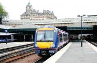 Look - no wires! Waverley west end in the summer of 2006 looking remarkably uncluttered. First ScotRail 170396 has recently arrived from Glasgow Queen Street.<br><br>[John Furnevel 05/08/2006]