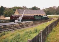 Rowley Station in the grounds of Beamish open air museum in 1979, With an NER 0-6-0 and coach as a static exhibit.<br><br>[Gordon Steel /08/1979]