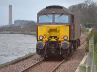West Coast 57316 passes Culross with a route learner working on 30th January 2018.  In the backround is the closed Longannet Power Station.  <br>
<br><br>[Bill Roberton 30/01/2018]
