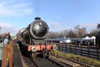 LNER B12 4-6-0 8572, one of two guest engines at the Great Central Railway on 26th January 2018, is seen here departing from Quorn for Leicester North.<br>
<br>
<br><br>[Peter Todd 26/01/2018]