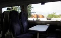 Interior of Super Sprinter 158 732 on the 09.22 service from Glenrothes with Thornton to Edinburgh Waverley, waiting at Kirkcaldy<br><br>[Gordon Steel 12/10/2017]