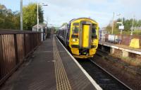 Super Sprinter 158732, waiting to leave Glenrothes with Thornton on the 09.22 to Edinburgh Waverley on 12th October 2017.<br><br>[Gordon Steel 12/10/2017]