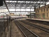 A much delayed Lowland Caledonian Sleeper passes through Carlisle on its way north late on the morning of 10th February 2018.<br><br>[Colin McDonald 10/02/2018]